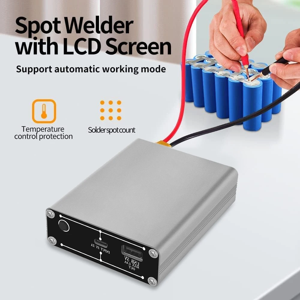 Spot Welder Adjustable 30 Gears OLED Screen 5000mAh Lipo Include For Max 0.15mm Nickel Strip Portable Spot Welding DH-30