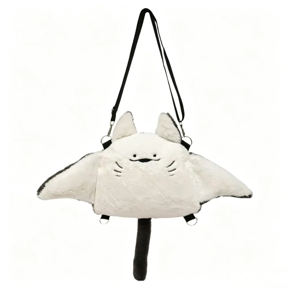 Kawaii Manta Ray Backpack Cute Shoulder Bag Soft Fluffy Big Capacity Crossbody Bag For Girls Women