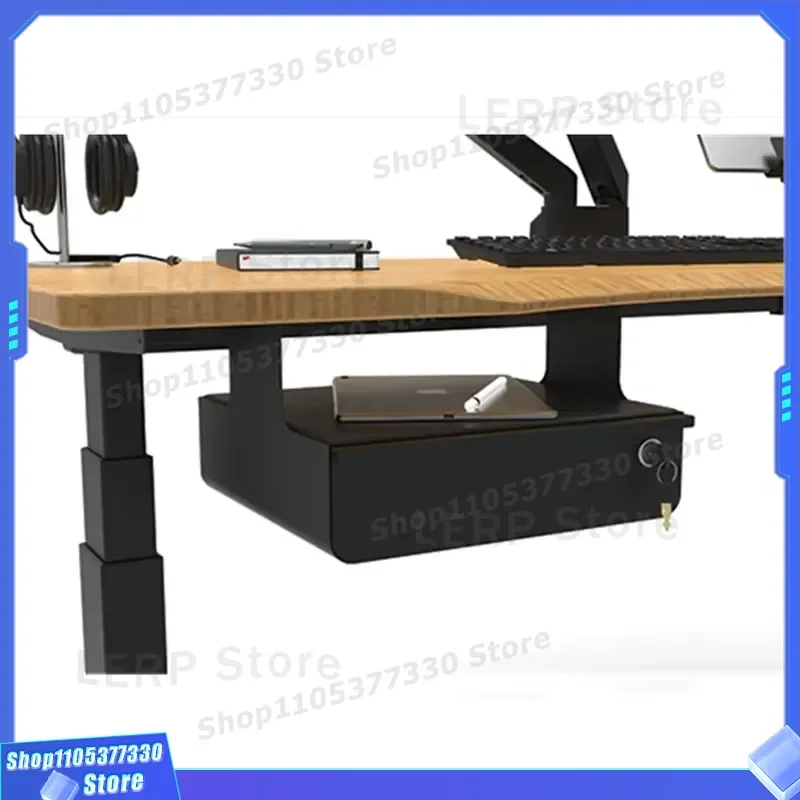 Under Desk Drawer Organizer Lockable Sliding Storage Box for Office Workstation Computer Table Stationery Holder Cabinet