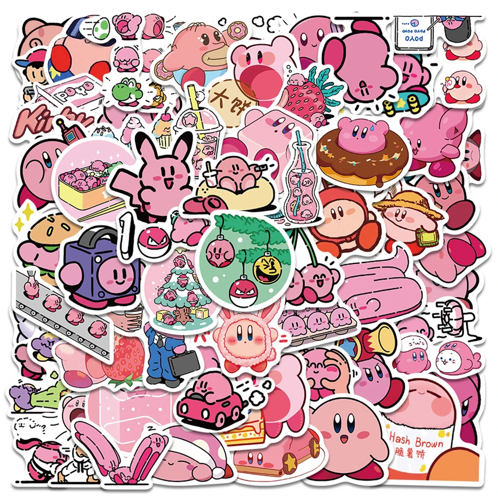 10/30/65pcs Funny Cute Kirby Cartoon Stickers Kawaii Anime Game Graffiti Sticker Water Bottle Notebook Phone Decals for Kids Toy