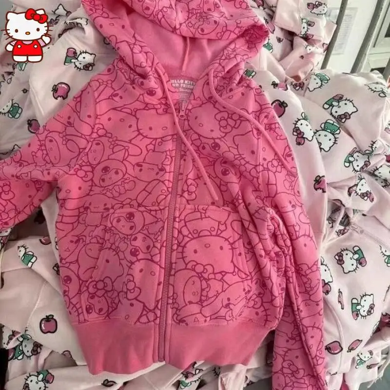 

Аниме Y2K пальто «Hello Kitty» толстовка с капюшоном женская толстовка с капюшоном на открытом воздухе весна осень утепленные топы свободные студенческие девушки подарок