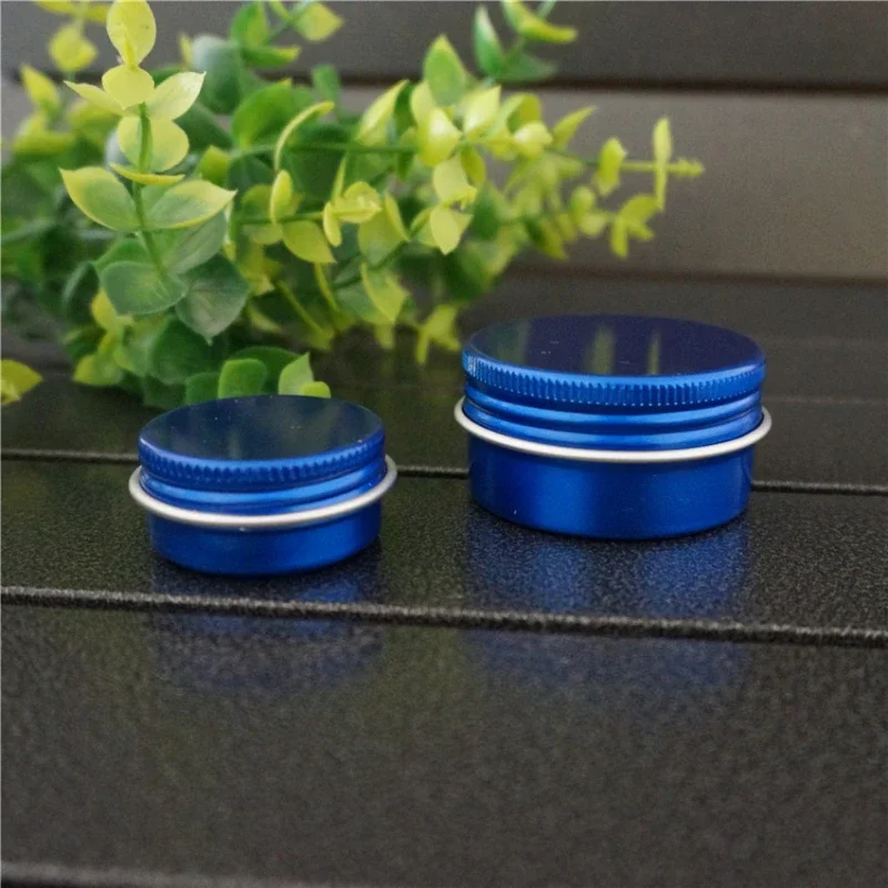 10/30g redonda caixa de alumínio vazia latas de lata de metal 30ml diy azul creme cosmético recipientes portáteis frasco recarregável pote de alumínio de chá