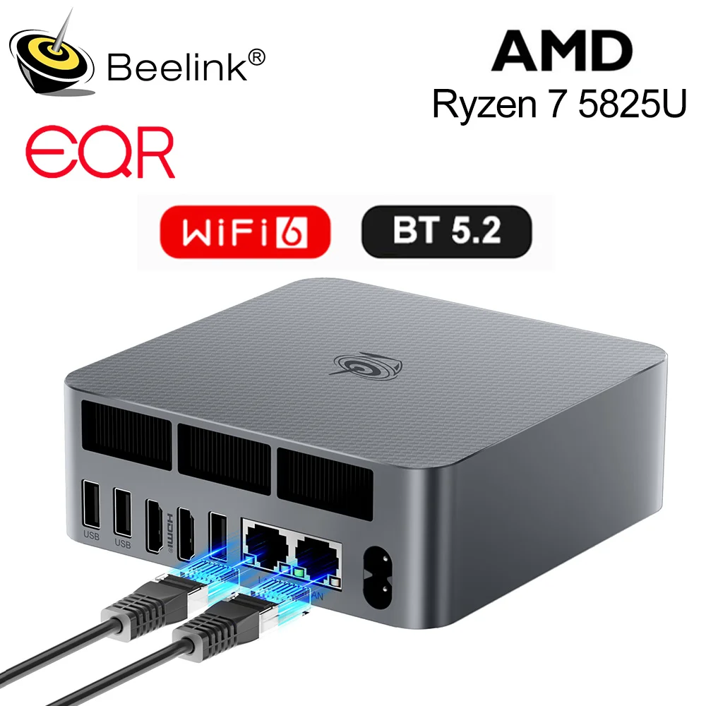 Nuevo Mini PC Beelink EQR5 AMD Ryzen7 5825U DDR4 32G 500G EQR5 Ryzen5 Pro 5650U 16G 500G SSD WiFi6 4K tipo C Mini ordenador para juegos