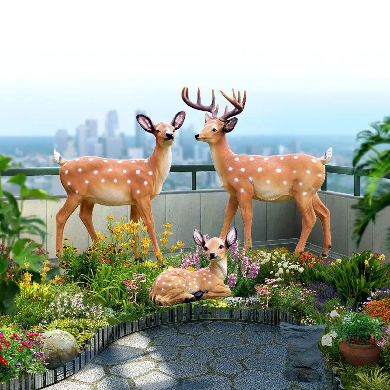 Outdoor Garden Simulated Deer Resin Sculpture Crafts Home Figurines Decoration Courtyard Villa Lawn Landscape Statue Accessories