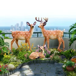 Outdoor Garden Simulated Deer Resin Sculpture Crafts Home Figurines Decoration Courtyard Villa Lawn Landscape Statue Accessories