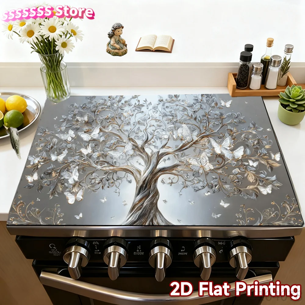 Compatible for Electric/Induction Cooktops Stove Mat - Modern Baroque Floral Stove Protector Cover, Ceramic Hob Cover for /Soli