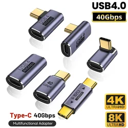 USB4.0 40Gbps OTG C 타입 90 도 어댑터 100W 5A USB C 타입 C 고속 충전 컨버터 USB C 데이터 어댑터 맥북용 8K60HZ