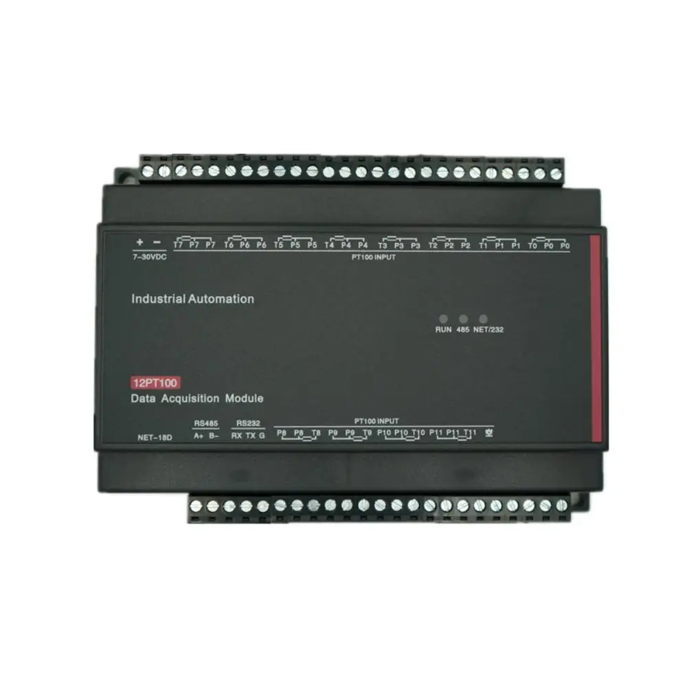 High Precision Temperatura Aquisição Módulo, Ethernet e Serial Temperatura Aquisição, TCP-518D, PT100, 3 fios, 12 canais