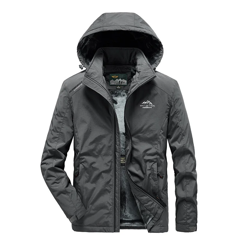 

Winter Hooded Jacket Men 2024 Business Casual Brand Windproof Windbreak Plus Velvet Thick Warm Coat Military Clothing