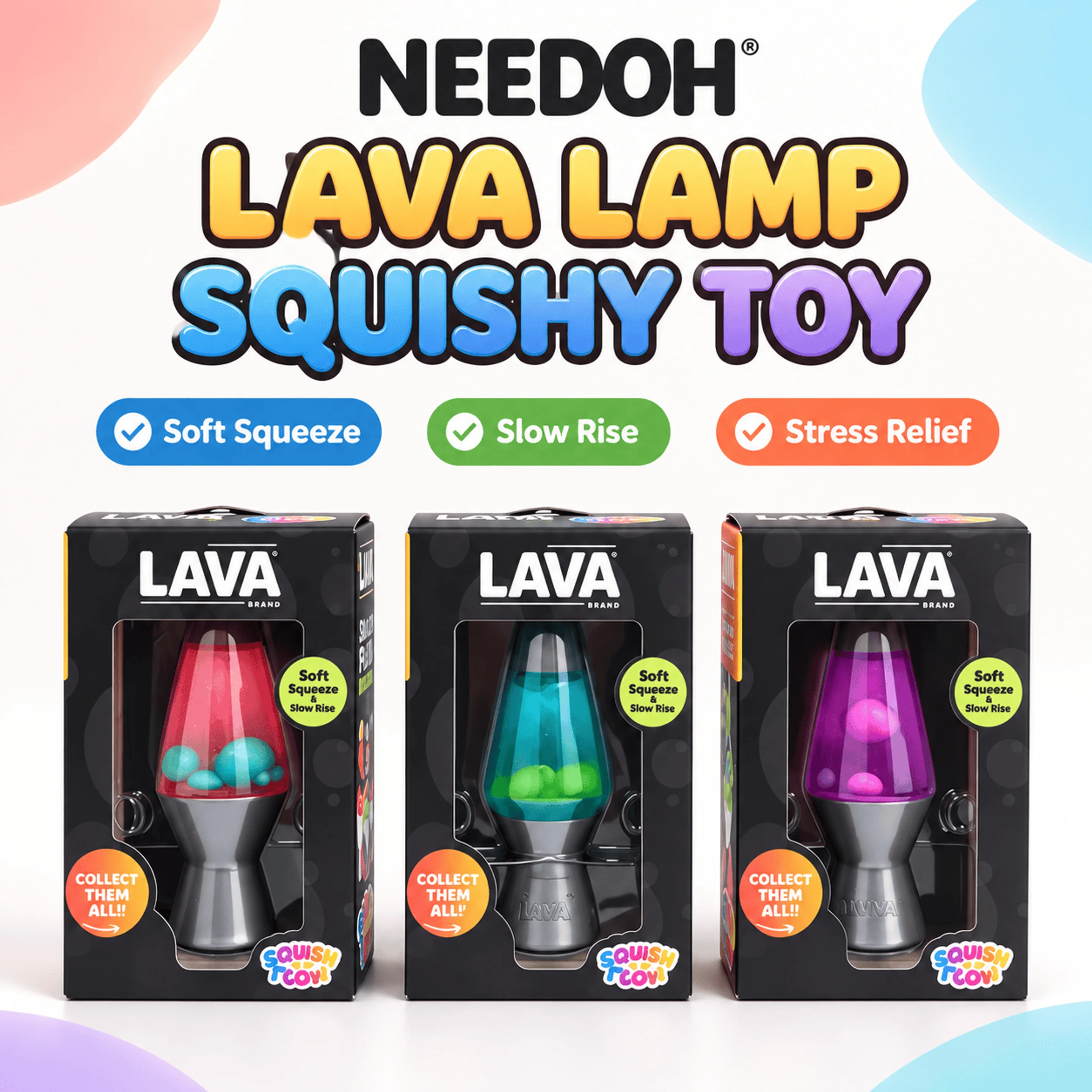NeeDoh LAVA Glow in Dark Lava Lamp Squishy, Flowing Squeeze Ball Stress Relief Fidget Sensory Toy