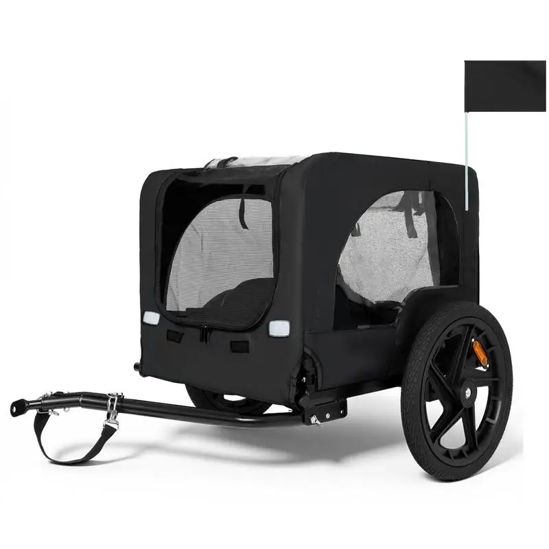 Remolque plegable para bicicletas para mascotas con ruedas todo terreno de 16" y enganche universal - Transportador plegable para perros/carga para bicicletas - Pesado