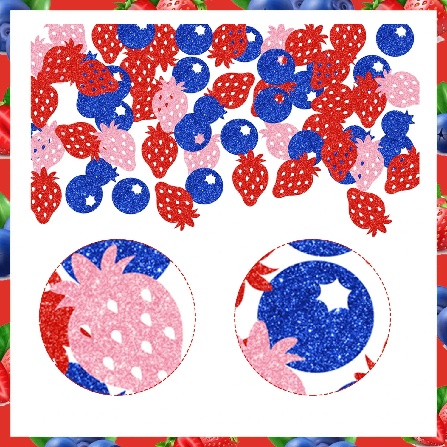 100Pcs Fruit Themed Strawberry Blueberry Confetti Birthday Baby Shower Wedding Gift Giving Party Table Top Throwing Confetti Sup