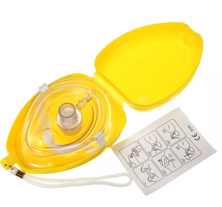 100pcs First aid CPR breathing face mask with one-way valve cpr mask, PE+PVC