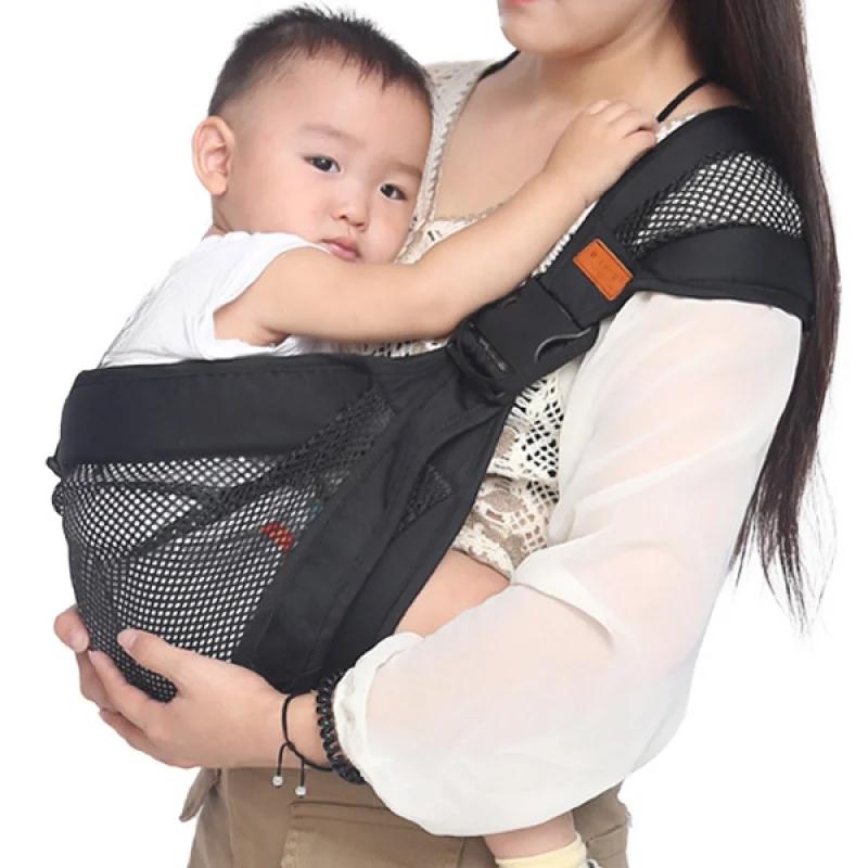 Lightweight & Breathable Baby Carrier Strap Infant Outdoor Newborn Multi-functional Mesh Sling Carrier - Black