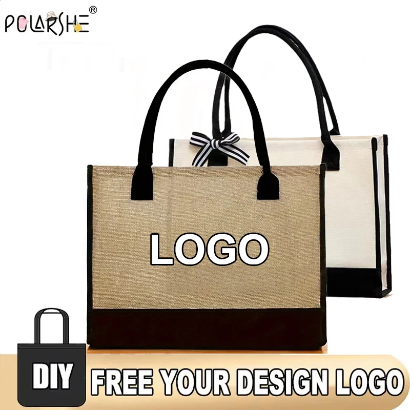 

Polarshe Custom Tote Bags Portable Ladies Canvas Bag recycle Shopping Bag Personalized Gift Bag for Commute, Weddings, Parties