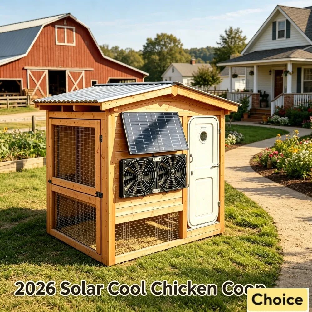 

2026 Portable Solar Dual Fan with 15-20W High Efficiency Solar Panel Low Noise for Farm Greenhouse Chicken Coop Dog House