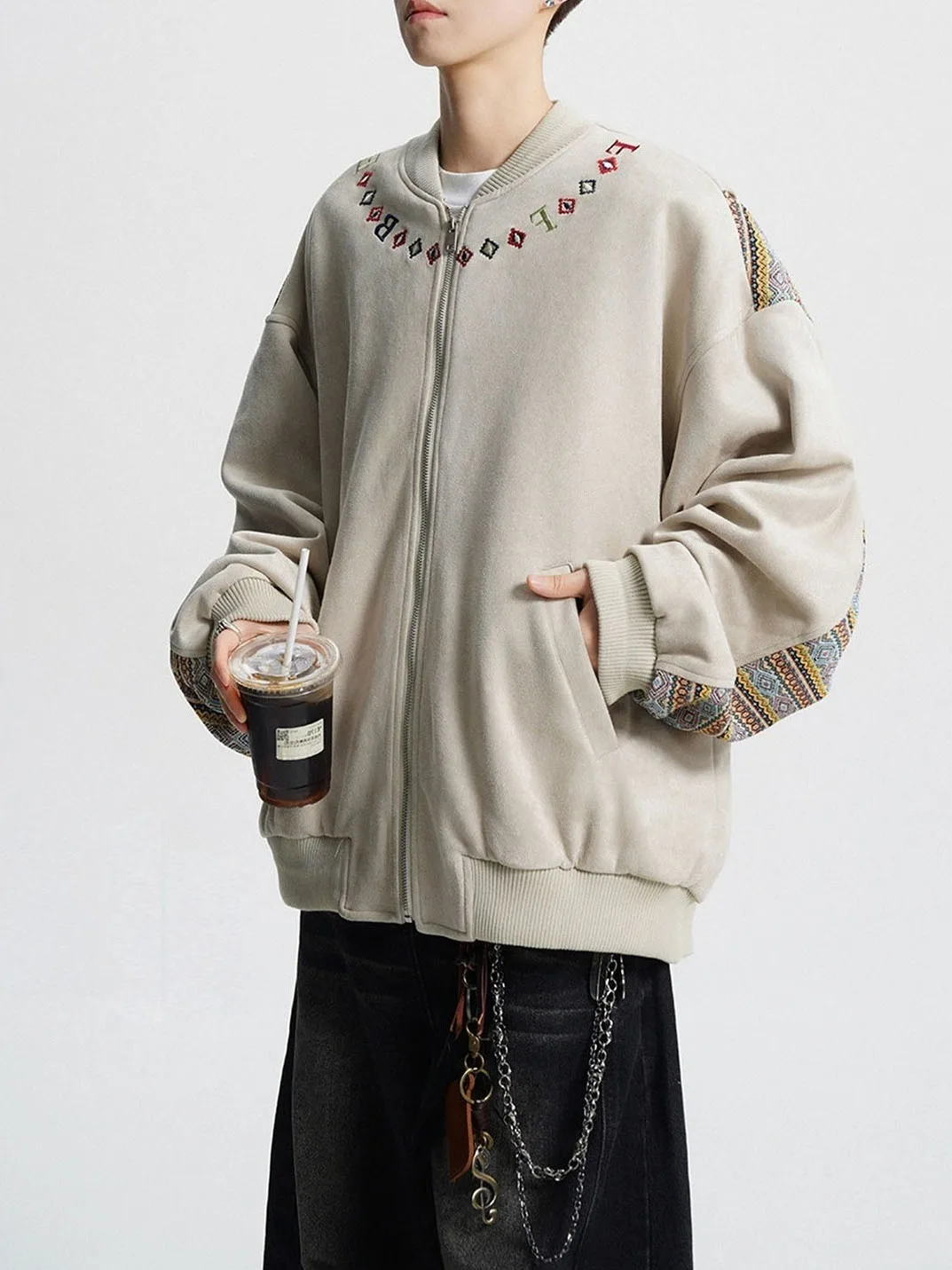 

Американский шикарный этнический женский бейсбольный джет свободного покроя весенне-осенний дизайн сенсационная верхняя одежда толстовка пальто