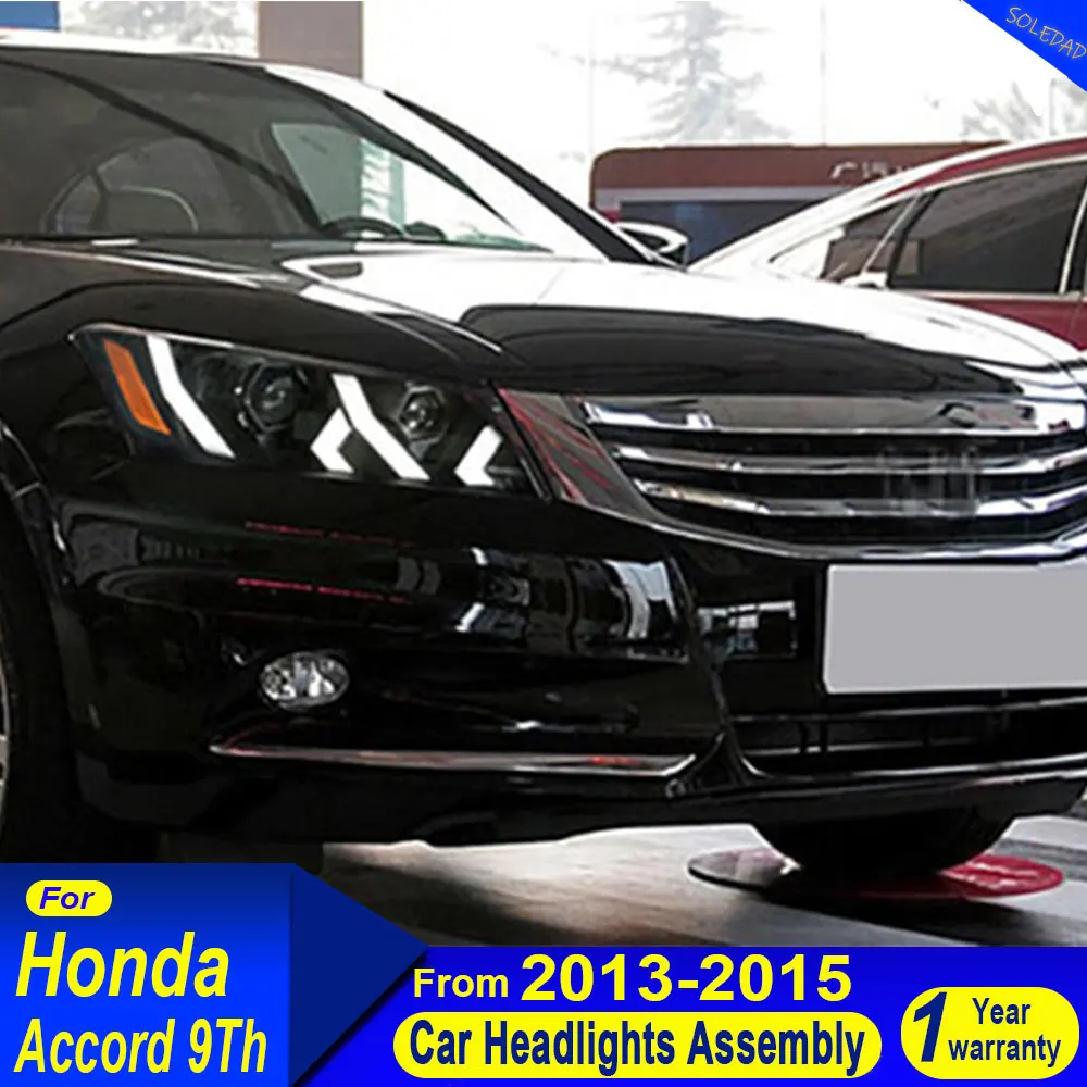 

A Pair Car LED Headlights For Honda Accord 2013 2014 2015 Front Lamp Assembly Headlamp Daytime Running Light Accessories