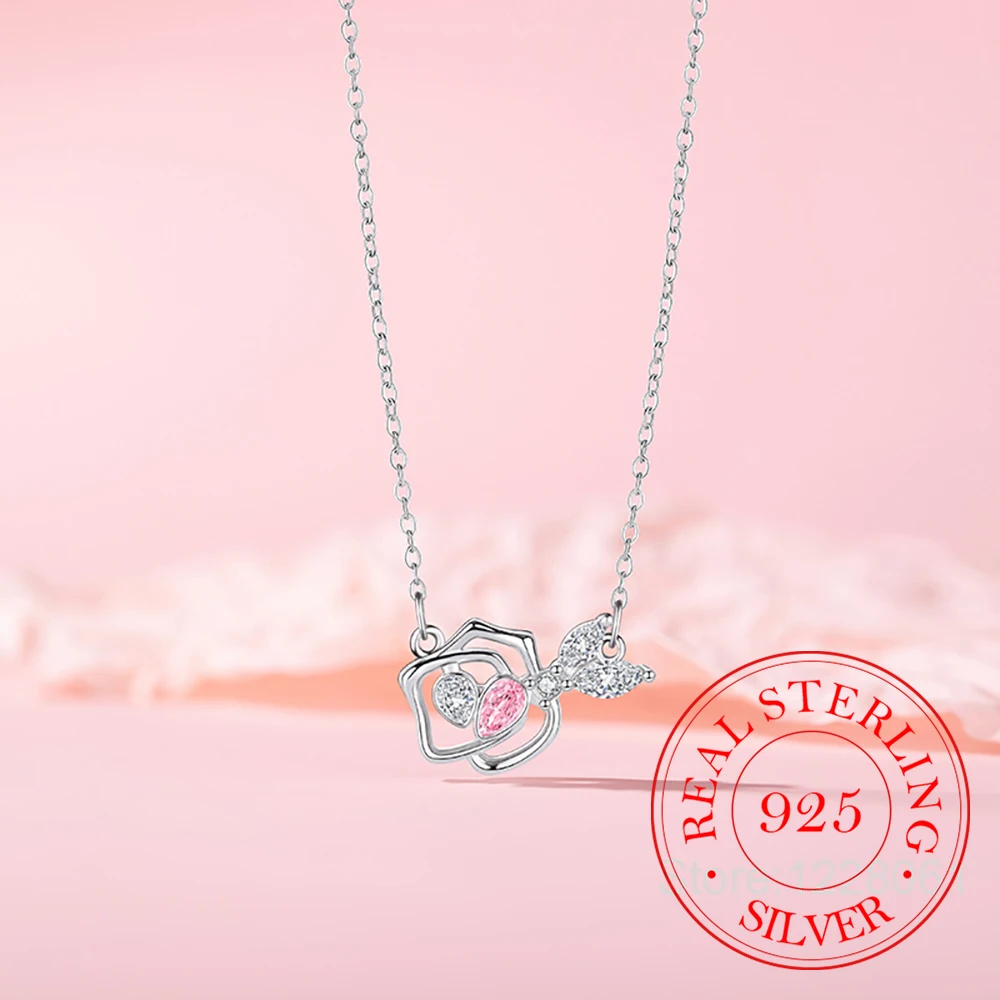 

Ювелирные изделия из стерлингового серебра 925 пробы, роскошное ожерелье с подвеской в виде розы для женщин, цепочка на ключицы, ювелирное изделие для свадебной вечеринки, подарок