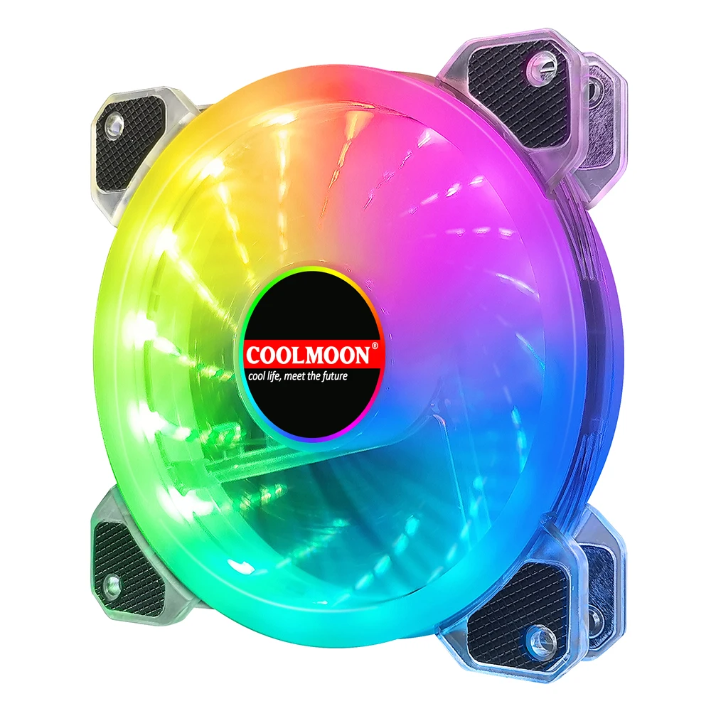 COOLMOON-PC Ventilador da caixa do computador, refrigerador, RGB ajustável, LED, 12V, Mute, DC, ventiladores ARGB, ajustar a velocidade, Aura Sync,