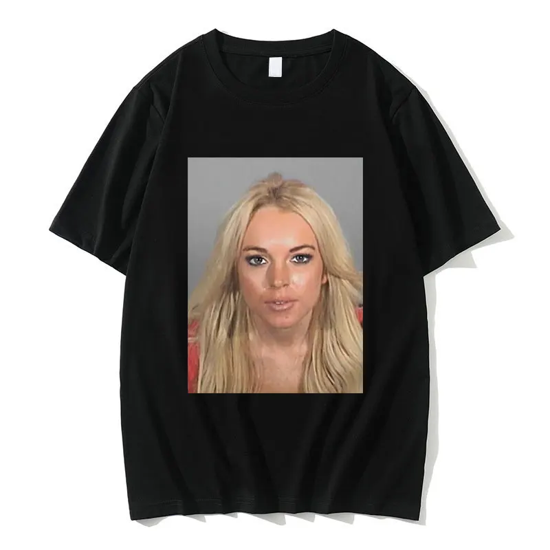 

Lindsay Lohan Mugshot T-shirt Men Women Fashion Casual Trend Tshirt 100% Cotton Short Sleeve Summer Unisex Oversized T Shirts