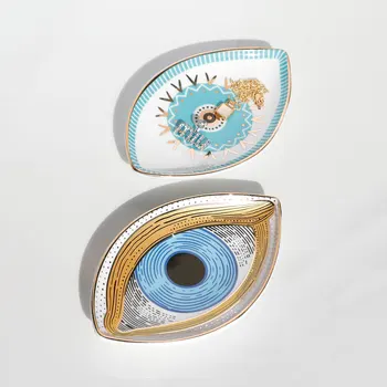 1pc Ceramic Jewelry Storage Tray, Unique Eye Design Desktop Organizer For Rings,…