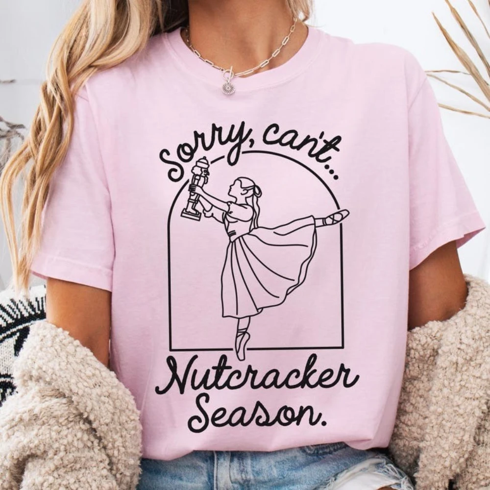 Seizoen Kerstshirt Ballet Tshirt Ballerina Kerst Tee Cadeau voor balletleraar Vrouwen Casual Topkleding