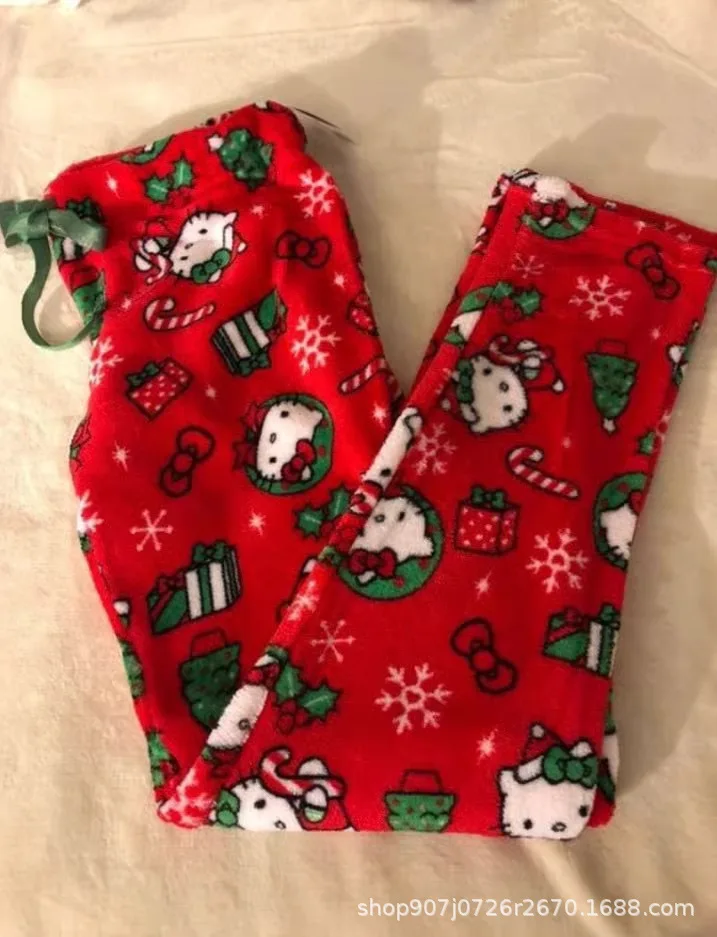 サンリオ ハローキティ レディース かわいい スリーピーパンツ Y2K 漫画 アニメ カップル ホーム デイリー レジャー 暖かい スリーピーパンツ パジャマ