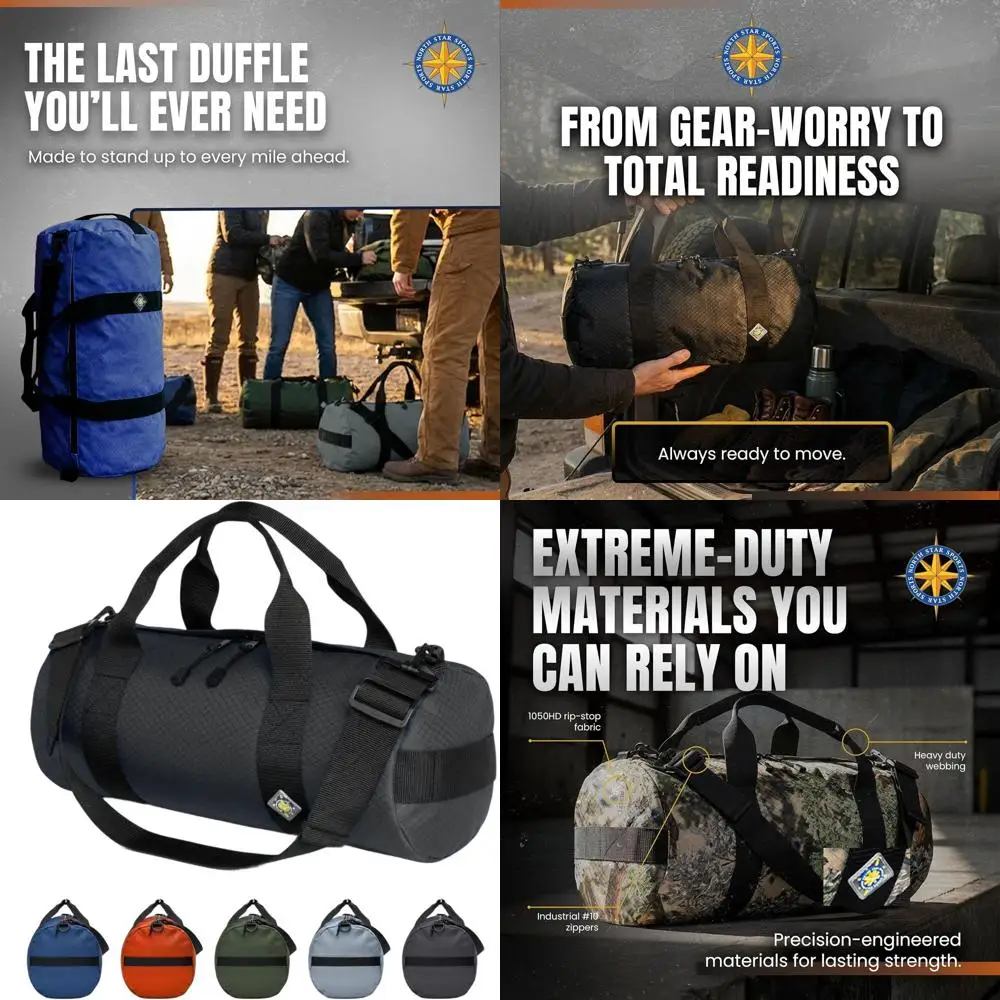 

Extra-Durable Ripstop XL Duffel Bag, 131L Capacity, Weatherproof, Packable for Travel (16 x 40, Black)