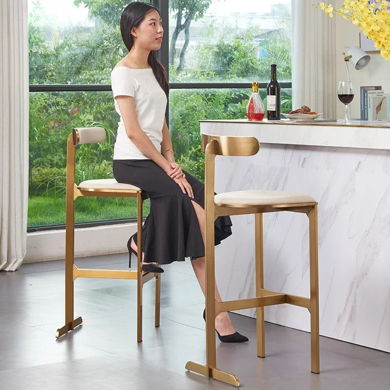 

Gold Modern Bar Chair Counter Metal Salon Nordic Reception Desk Bar Stool Design Make Up Sillas Para Comedor Home Furnitures