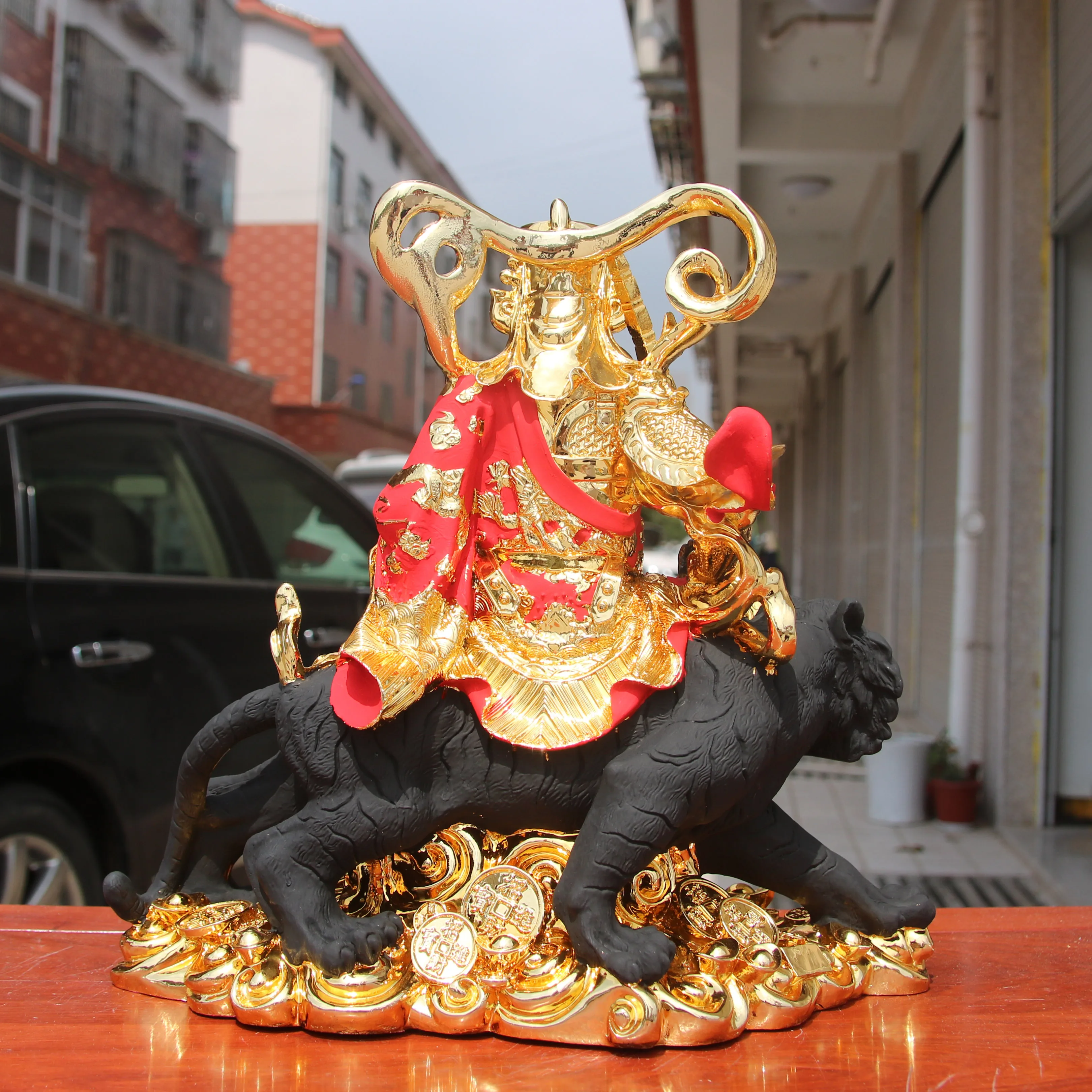 38 سنتيمتر متجر منزلي كبير شركة النمر تعويذة طرد الأرواح الشريرة الثروة الله حسن الحظ كاي شين تشاو غونغمينغ فنغ شوي تمثال #6