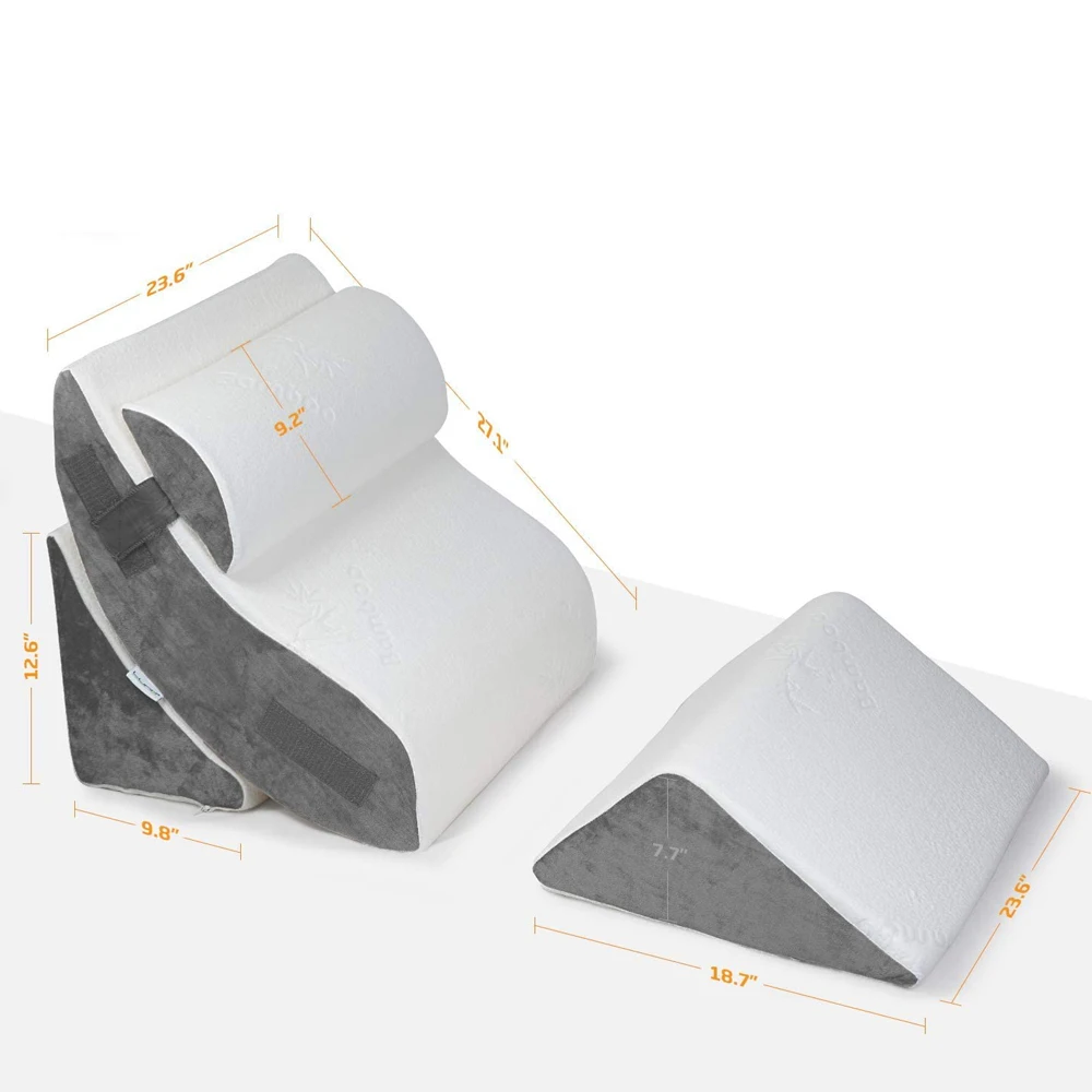 

Adjustable Orthopedic 4pcs Folding Maternity Bed Wedge Pillow Set, Post Surgery Memory Foam for Back,Leg and Knee Pain Relief