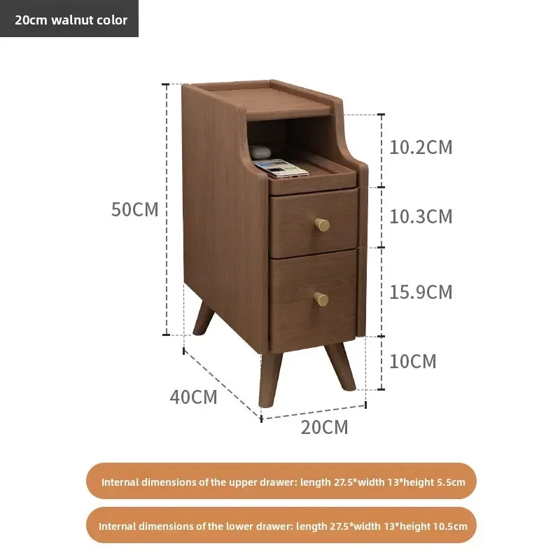 Exquisite Household GoodsExtremely Narrow Bedside Table Solid Wood Bedside Storage Cabinet Small Bedroom Home Bedside Table