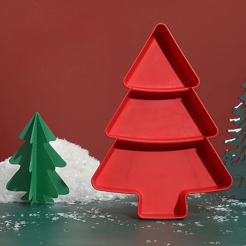 Christmas Tree Plastic Candy Plate Snack and Nut Bowl Dry Fruit Dish Breakfast Plate Holiday Tableware Decor Festive Snack Dish