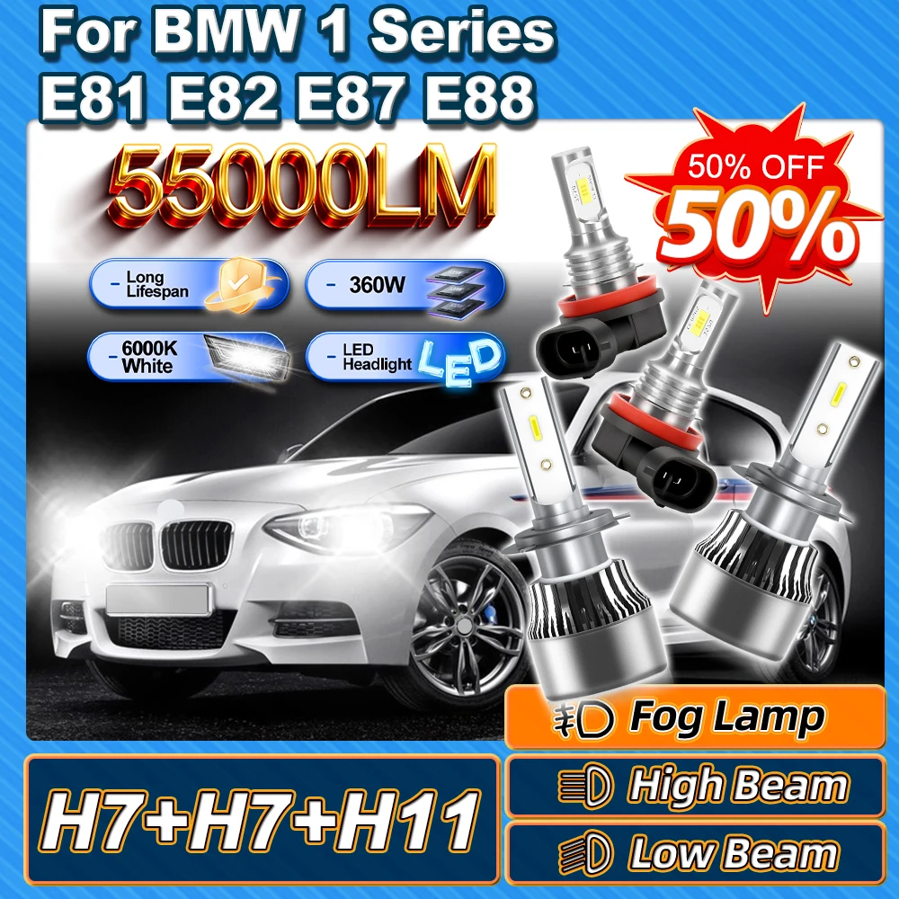 

For BMW 1 Series E81 E82 E87 E88 2004 2005 2006 2007 2008 2009 2010 2011 2012 H7 High Low Beam 360W Headlight H11 Fog Lamp Mini