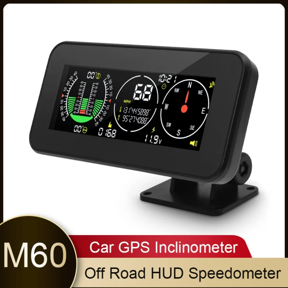 Car GPS Head Up Display HUD Speed Slope Meter Digital Speedometer Off Road Inclinometer Compass Overspeed Alarm Auto Accessories