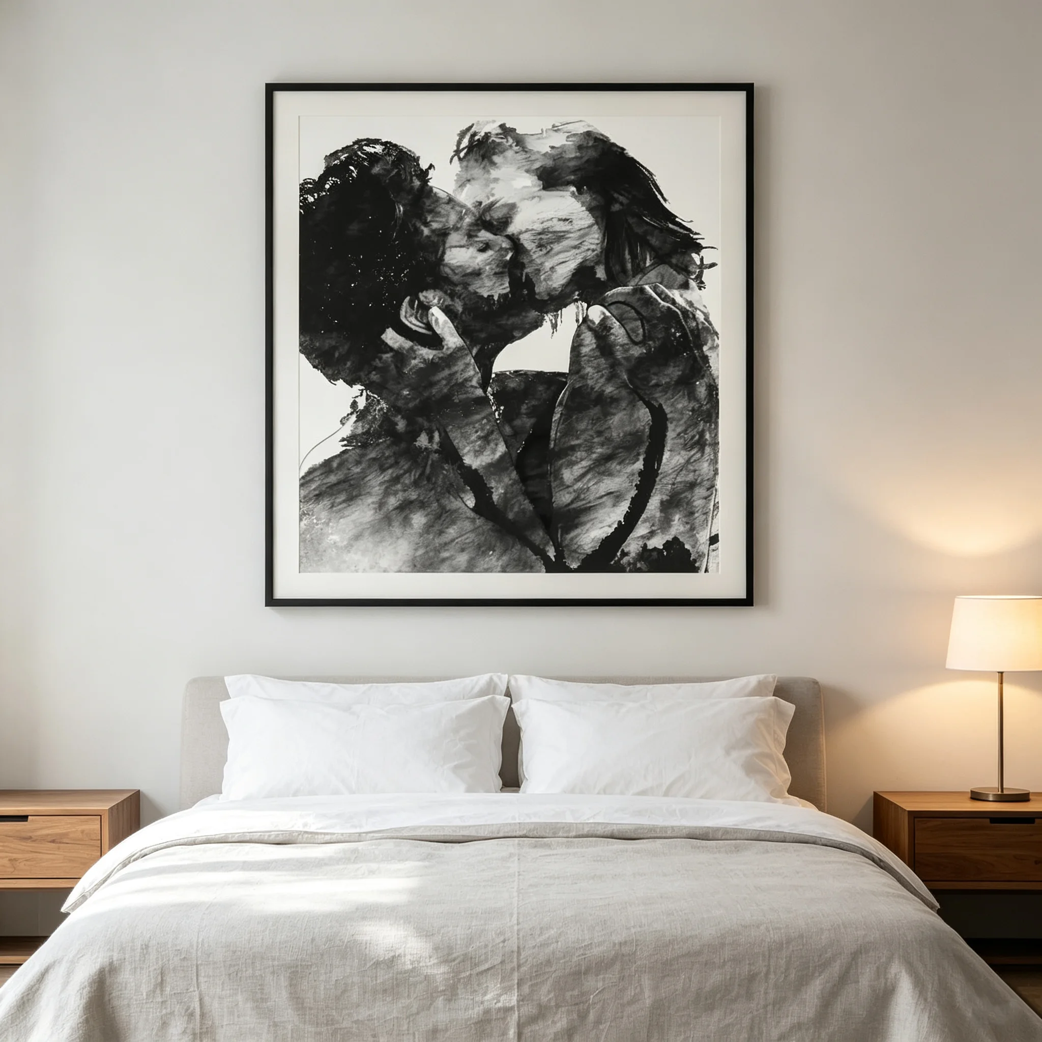 Vintage Sexy Black and White Poster Women and Man Kiss Canvas Painting Print Wall Art Fashion Wall Art Picture Room Decor