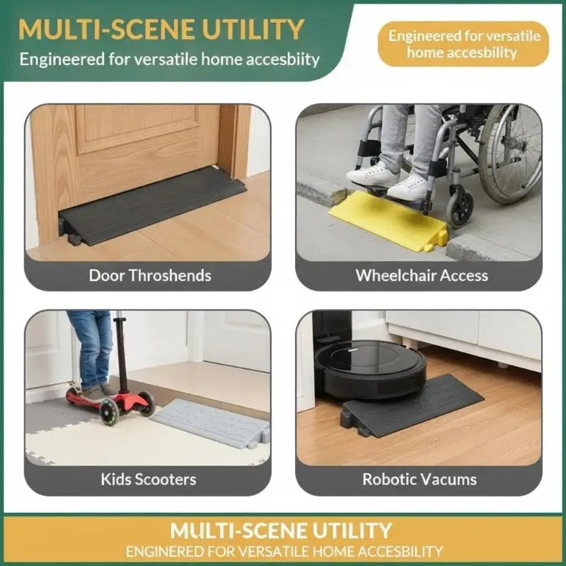 1Pc Portable Threshold Ramp Non-Slip Surface 1-4.5cm Height for Indoor Outdoor Doorway Elderly Daily Use