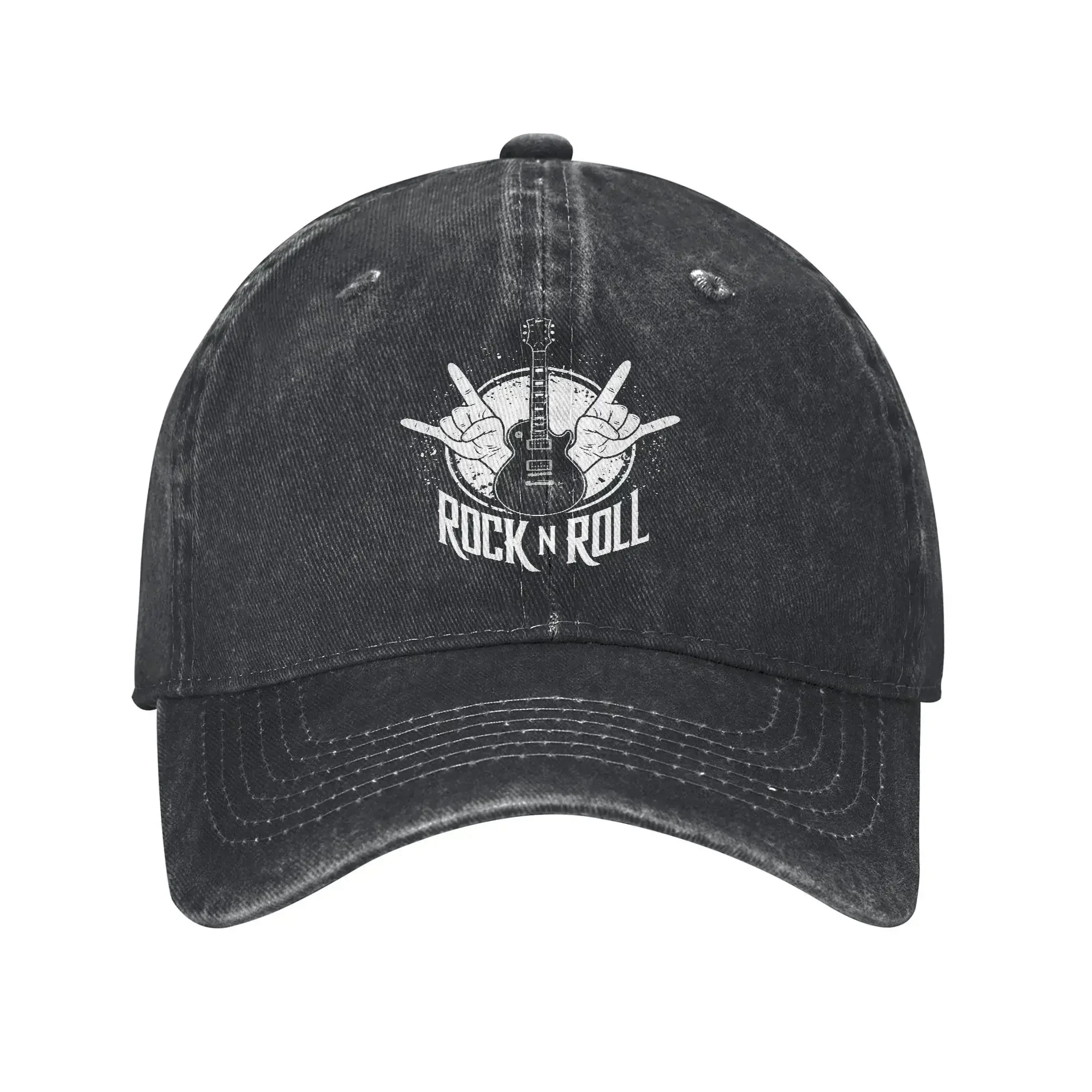 Rock 'n' Roll Guitar AC Hand Gesture Baseball Cap Fashion Distressed Washed Snapback Hat Unisex Outdoor Summer Soft Hats Cap