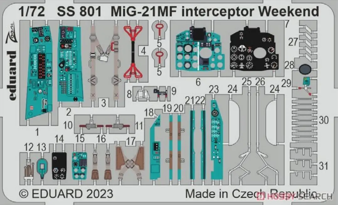 

Eduard SS801 1/72 Zoom Etched Parts for MiG-21MF Interceptor Weekend (for Eduard