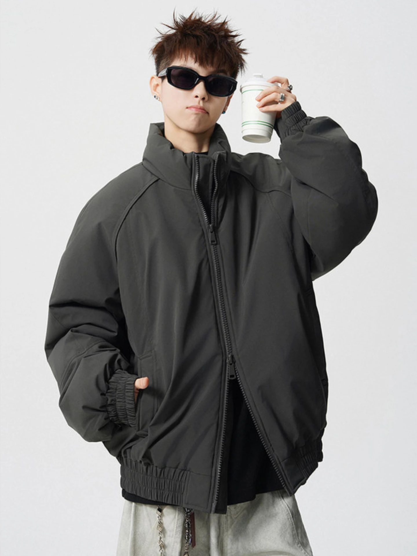 

Thiened Winter Jaet Men's ort Cotton Workwear Jaet Stand Collar Tee-Proof American Sle Winter Outerwear Coat