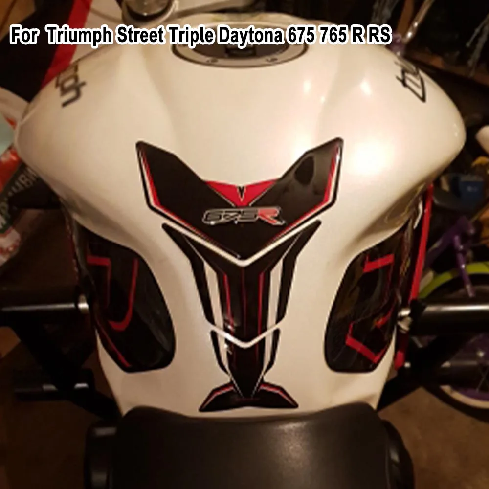 Dla Triumph Street Triple Daytona 675R 765RS 675 765 R RS Naklejki na zbiornik motocykla Naklejki ochronne Zestaw paliwa Naklejka na kolano Kość ryby ﻿