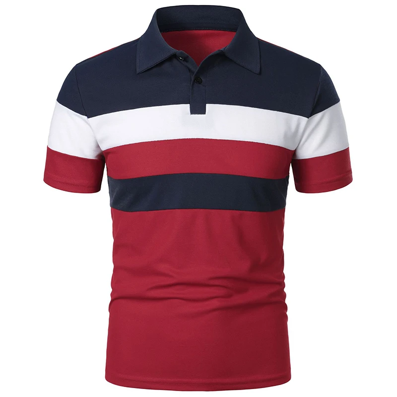 Men's Striped Color Matching POLO Shirt Summer Fashion Lapel Casual Short Sleeve T-shirt Comfortable Loose Pullover Tops L-8XL