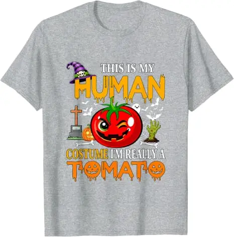 Lustiges Scherz-Kostüm „Ich bin wirklich eine Tomate“ Halloween-Lebensmittel-T-Shirt Y2k Witz Sarkastisches Persönlichkeits-Sprüch-T-Shirt Weiches Baumwoll-Outfit – Detail 7