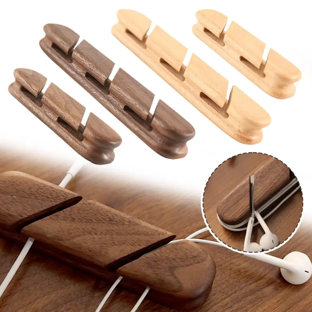 

Solid Wood Hub Desktop Fixed Data Fixed Earphone Cable Holder Slots Organizer Slots/3 Clip 2 Storage Wire O2Q6