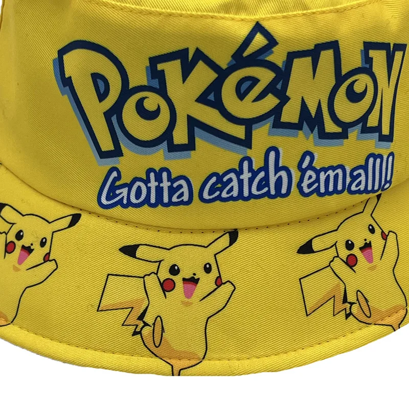 Pokemon Cartoon Pikachu Kawaii Anime Figure Outdoor Kids Hat Cute Comfortable Fisherman Hat Sun Protection Cap for Children