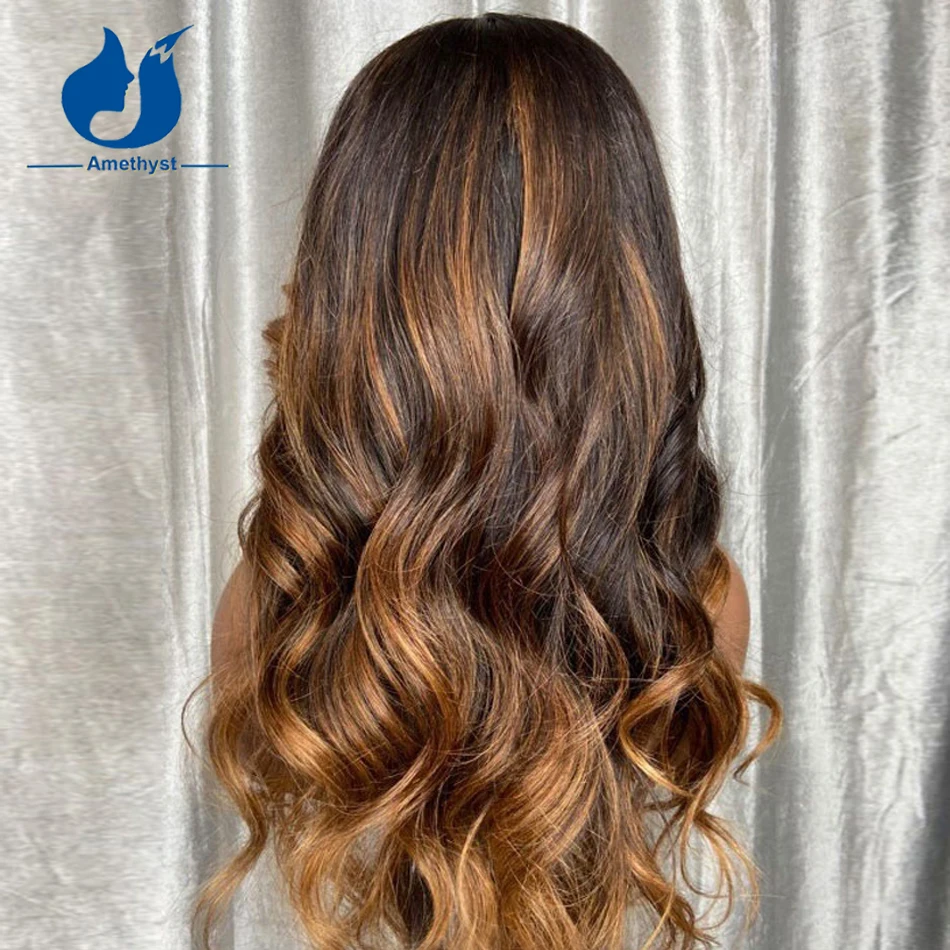 Ametista bionda evidenziare onda sciolta 5.5 x4. 5 PU Base di seta chiusura parrucche Pre pizzicate capelli del bambino per le donne capelli umani brasiliani ondulati