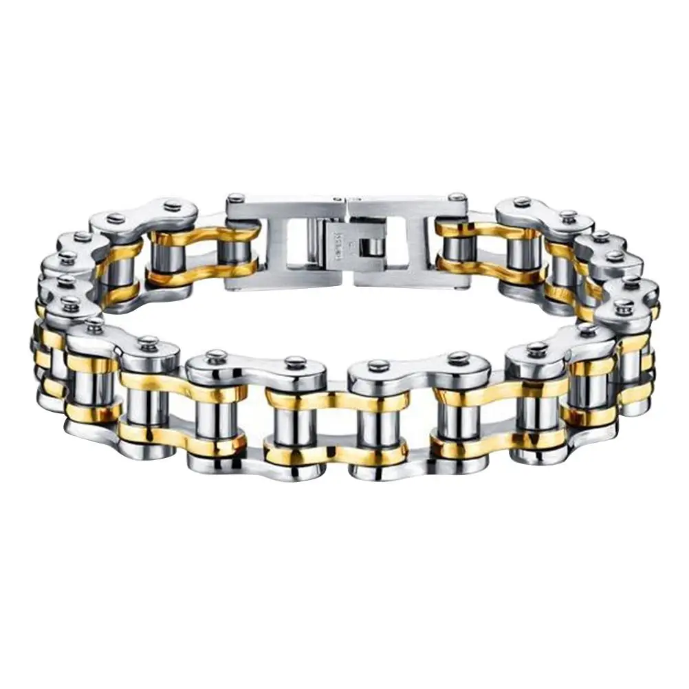 

Bicycle Bracelet Titanium Steel Link Chain Jewelry Fold-over Clasp Biker