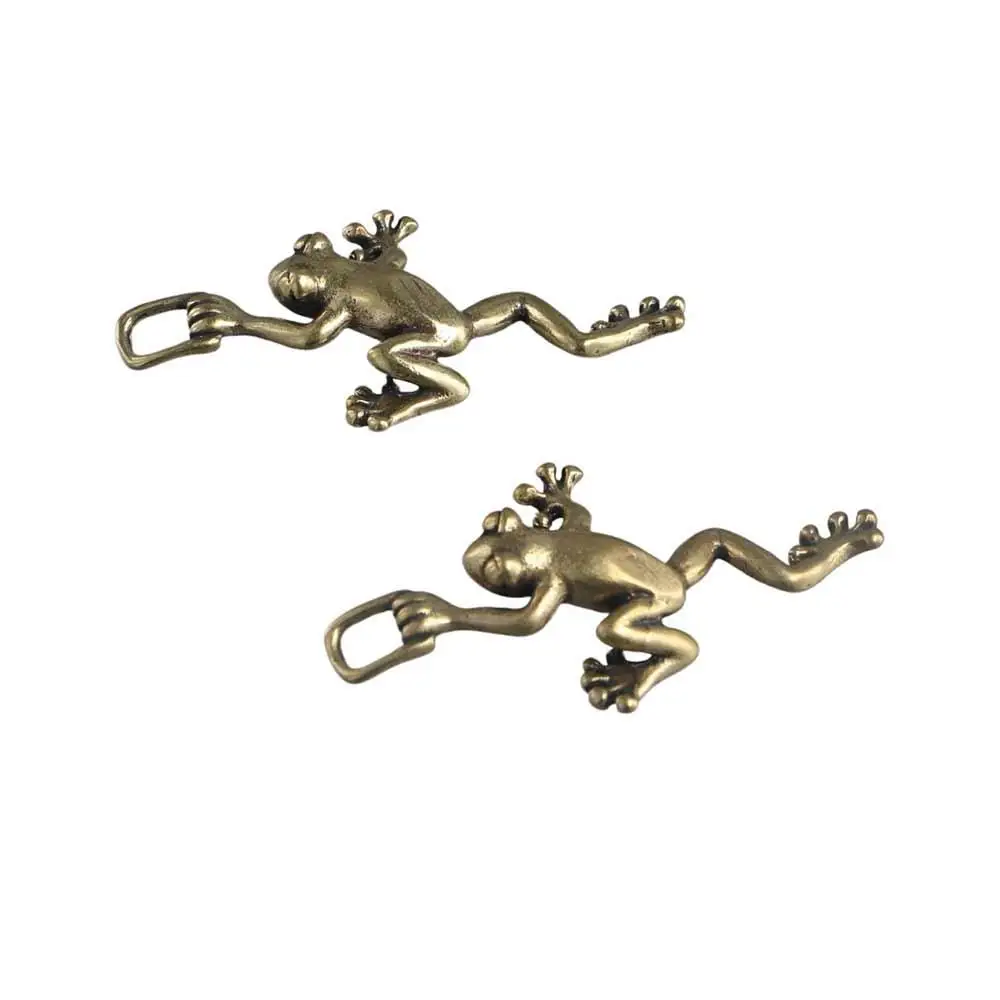 Retro Small Leaping Frog Statue Solid Brass Animal Simulation Insects Handicrafts Frog Flowerpot Ornaments Car Keychain