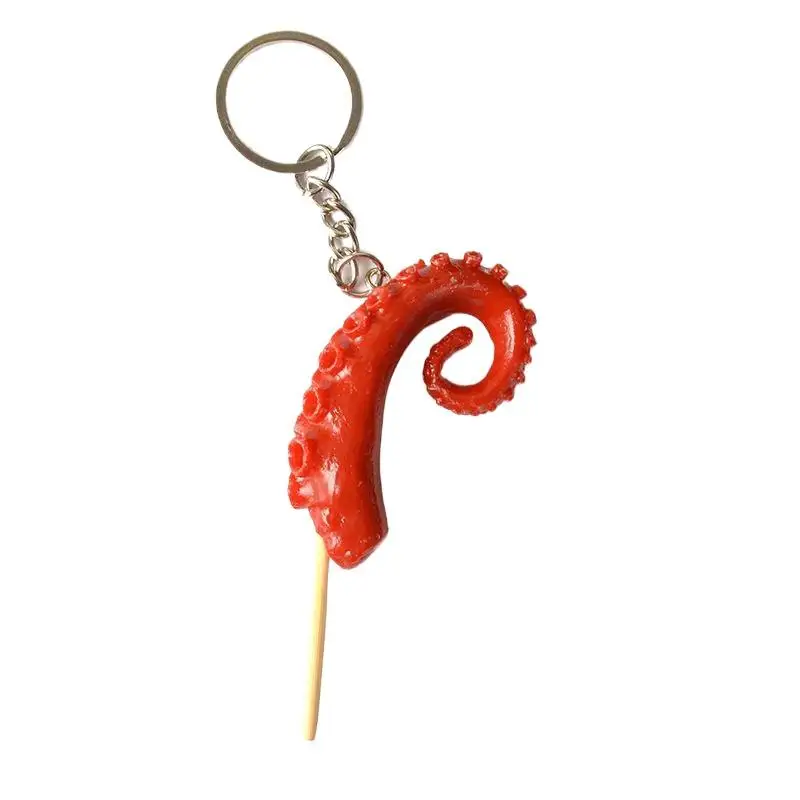 Tintenfisch-Spieß PVC-Tür-Autoschlüsselanhänger, gefälschter Lebensmittel-Schlüsselanhänger, Simulations-BBQ-Schlüsselanhänger, Damenmode-Schmuck, koreanischer Stil, Taschenanhänger – Detail 7